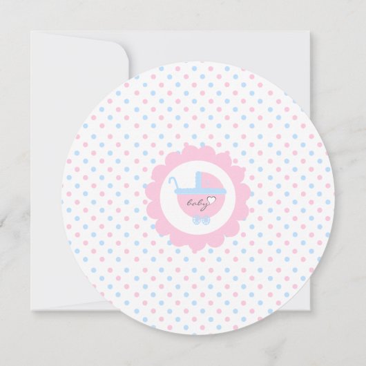 Roze en blauwe poka Dots-Baby shower-Round Kaart (Achterkant)