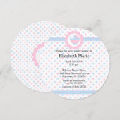 Roze en blauwe poka Dots-Baby shower-Round Kaart (Voorkant / Achterkant)