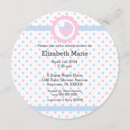 Roze en blauwe poka Dots-Baby shower-Round Kaart