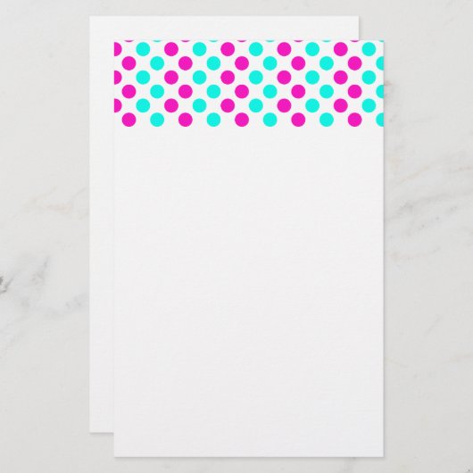 Roze en blauwe pokkendots briefpapier (Voorkant / Achterkant)