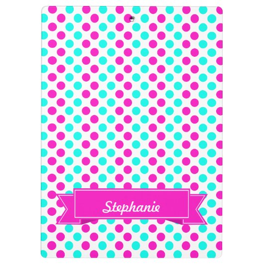 Roze en blauwe pokkendots klembord (Achterkant)