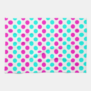 Roze en blauwe pokkendots theedoek