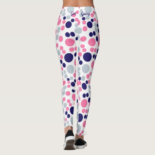 Roze en Blauwe Polka Dot Leggings (Achterkant)