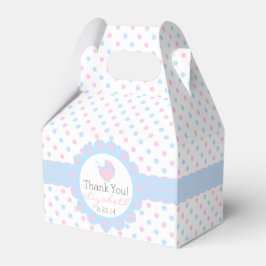 Roze en Blauwe Polka Dots Gender onthullen Baby sh Bedankdoosjes