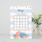 Roze en blauwe pompoen Baby shower Bingo Game (Staand voorkant)