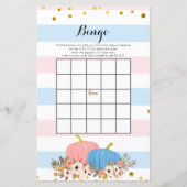 Roze en Blauwe Pompoen Baby Shower Bingo Spel (Voorkant)
