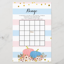 Roze en Blauwe Pompoen Baby Shower Bingo Spel