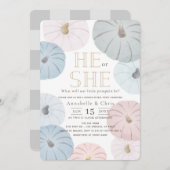 Roze en blauwe pompoen Genderonderzoek Uitnodiging (Voorkant / Achterkant)