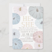 Roze en blauwe pompoen Genderonderzoek Uitnodiging (Voorkant)