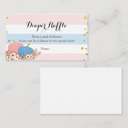 Roze en blauwe pompoen luierkaart informatiekaartje (Voorkant / Achterkant)