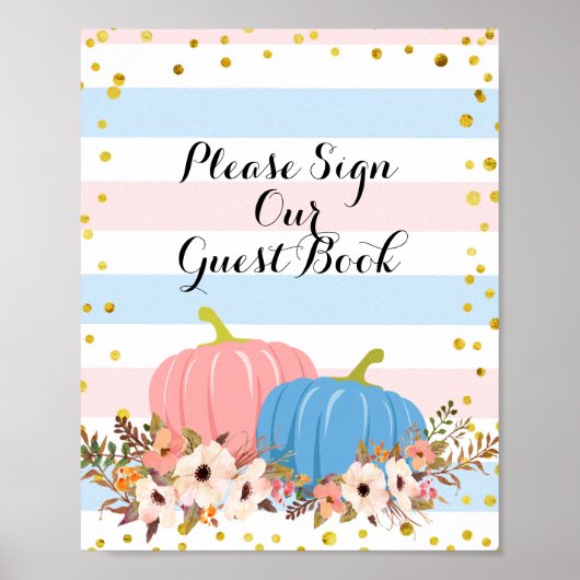 Roze en blauwe pompoen Onderteken onze gast Poster (Voorkant)