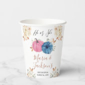 Roze en blauwe pompoen papieren bekers (Achterkant)