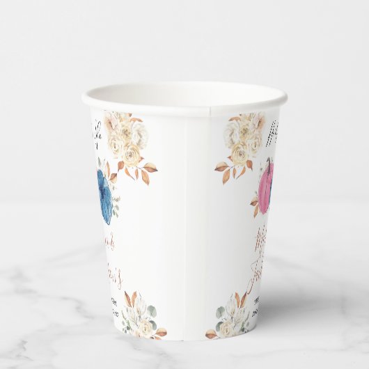 Roze en blauwe pompoen papieren bekers (Rechts)