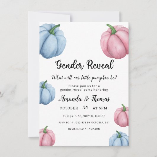 Roze en blauwe Pompoenen geslacht onthullen Kaart (Voorkant)
