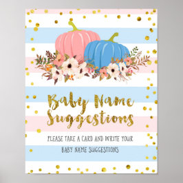 Roze en blauwe pompoennaam Suggestie Poster