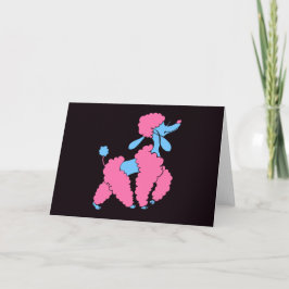 Roze en Blauwe Poodle Kaart