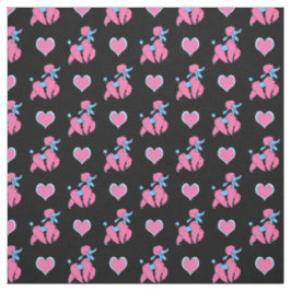 Roze en Blauwe Poodles en Hartjes Patroon Stof