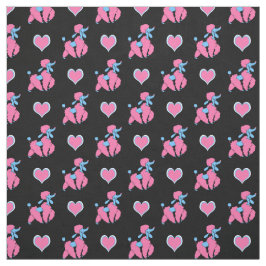 Roze en Blauwe Poodsen en Kunstpatronen Stof