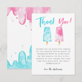 Roze en Blauwe Popsicle Geslacht Onthullen Partij Bedankkaart