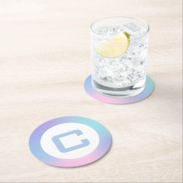 Roze en blauwe rand op wit ronde kartonnen onderzetter