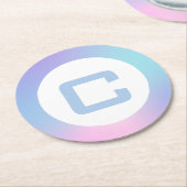 Roze en blauwe rand op wit ronde kartonnen onderzetter (Gebogen)