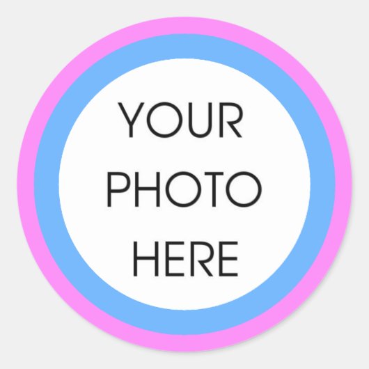 Roze en Blauwe Rand Sjabloon Stickers (Voorkant)