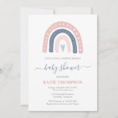 Roze en blauwe regenboog Baby shower onthullen Kaart (Voorkant)