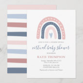 Roze en blauwe regenboog Baby shower onthullen Kaart (Voorkant / Achterkant)