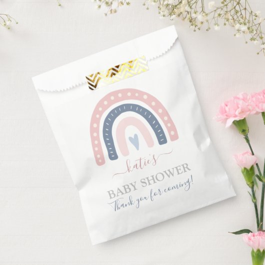 Roze en blauwe regenboogBaby shower Bedankzakje (Gezegeld)