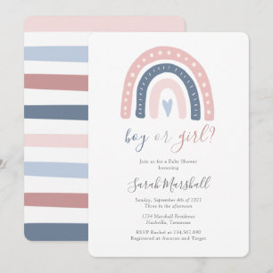 Roze en blauwe regenboogjongen of Girl Baby shower Kaart