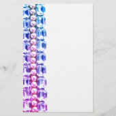 Roze en blauwe Rhinestonen en parels Briefpapier (Voorkant)