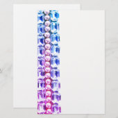 Roze en blauwe Rhinestonen en parels Briefpapier (Voorkant / Achterkant)