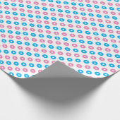 Roze en blauwe ringen cadeaupapier (Hoek)