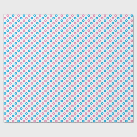 Roze en blauwe ringen cadeaupapier (Zoom)