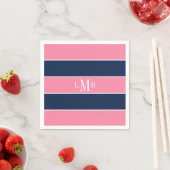 Roze en blauwe roestband 3 Letter-Monogram Servetten (Insitu)