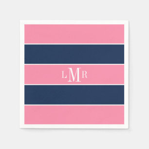 Roze en blauwe roestband 3 Letter-Monogram Servetten