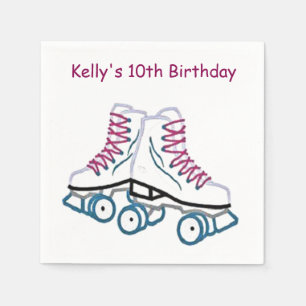 Roze en Blauwe Roller Schaats Papieren servetten