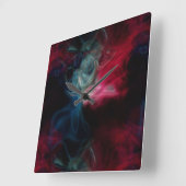 Roze en blauwe rook abstract vierkante klok (Hoek)