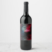 Roze en blauwe rook abstract wijn etiket (Voorkant)