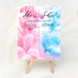 Roze en Blauwe Rook Baby Gender onthullen Welkom Poster