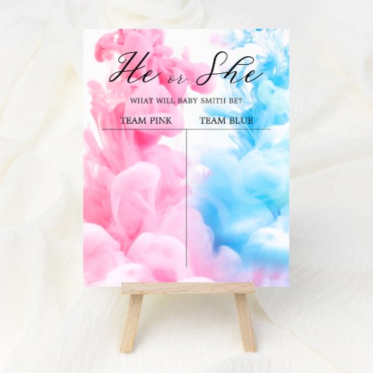 Roze en Blauwe Rook Baby Gender onthullen Welkom Poster