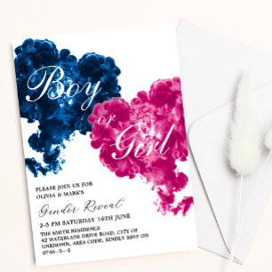 Roze en Blauwe Rookharten Baby Geslacht Onthullen Kaart