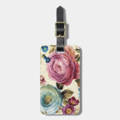 Roze en blauwe Roos Bagagelabel (Voorkant verticaal)