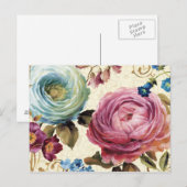 Roze en blauwe Roos Briefkaart (Voorkant / Achterkant)