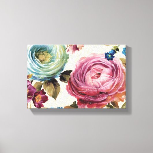 Roze en blauwe Roos Canvas Afdruk (Voorkant)