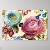 Roze en blauwe Roos Poster (Voorkant)