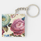 Roze en blauwe Roos Sleutelhanger (Achterkant)