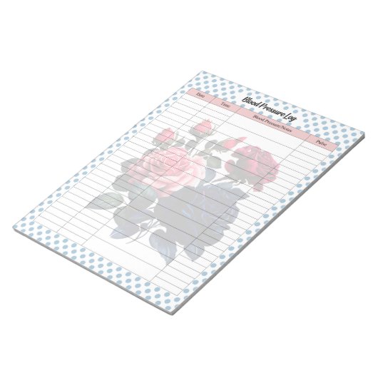 Roze en Blauwe Rozen Bloeddruk Log Notitieblok (Schuin)