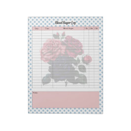 Roze en blauwe Rozen Bloedsuiker Log Notitieblok