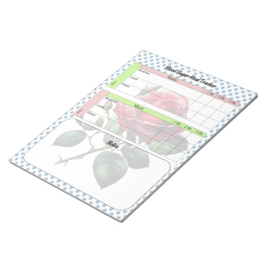 Roze en blauwe Rozen Bloedsuiker Log Notitieblok (Schuin)